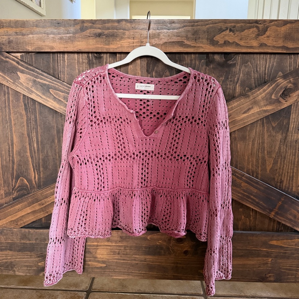 Lucky Brand Mauve Crochet Blouse